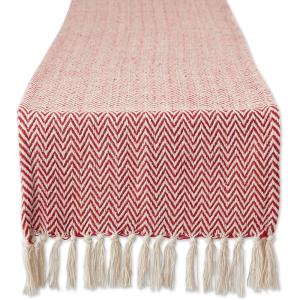 imageDII Woven Basic Tabletop Collection Chevron Table Runner 15x72 GrayTango Red