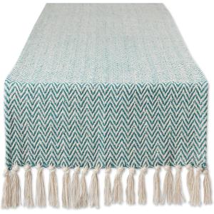imageDII Woven Basic Tabletop Collection Chevron Table Runner 15x72 GrayTeal