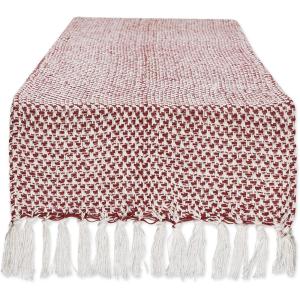 imageDII Woven Basics Collection 100 Cotton Knit Table Runner 15x72 GrayBarn Red