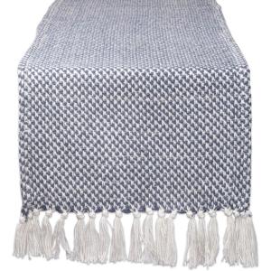 imageDII Woven Basics Collection 100 Cotton Knit Table Runner 15x72 GrayFrench Blue