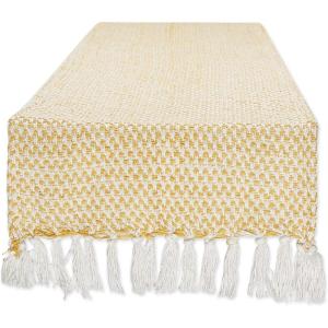 imageDII Woven Basics Collection 100 Cotton Knit Table Runner 15x72 GrayHoney Gold