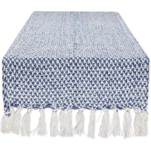 imageDII Woven Basics Collection 100 Cotton Knit Table Runner 15x72 GrayNautical Blue