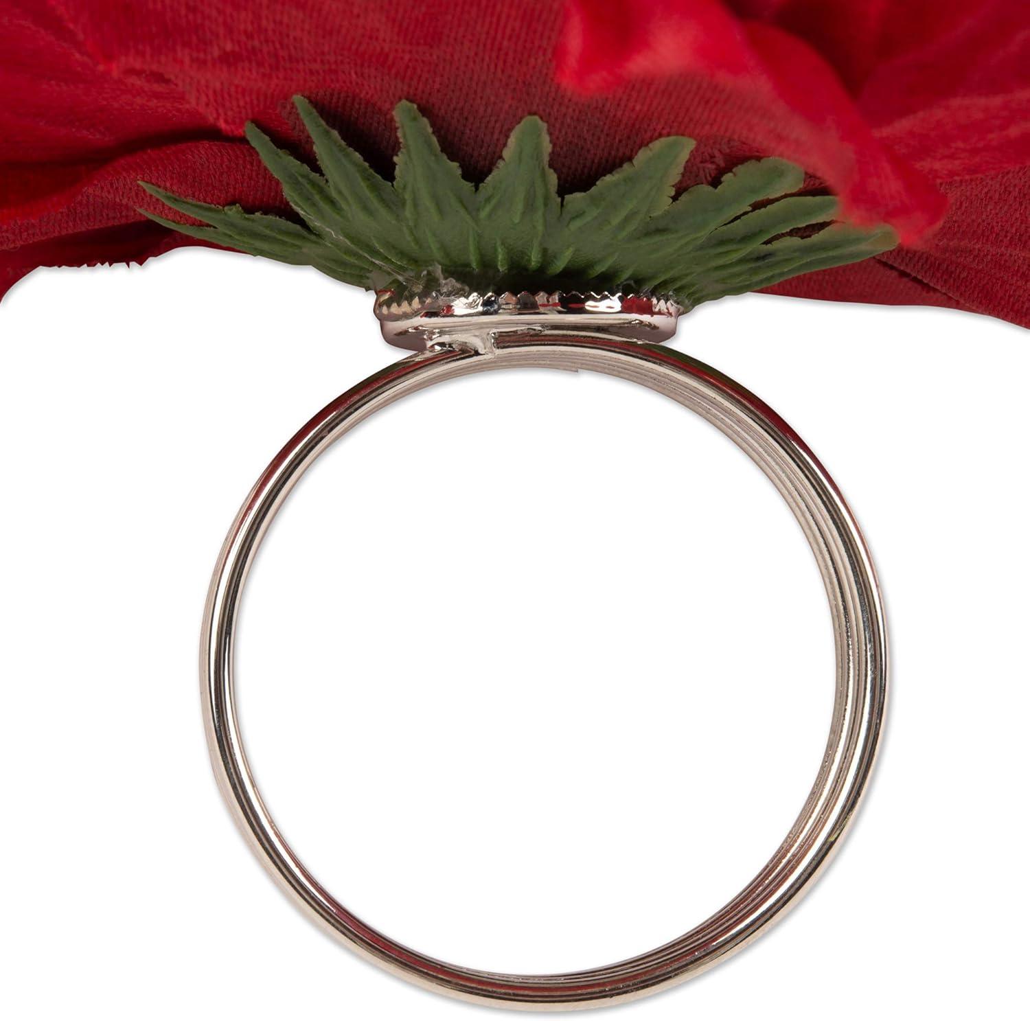 imageDII Beautiful Peony Flower Napkin Rings Deep Red 4 PieceDeep Red