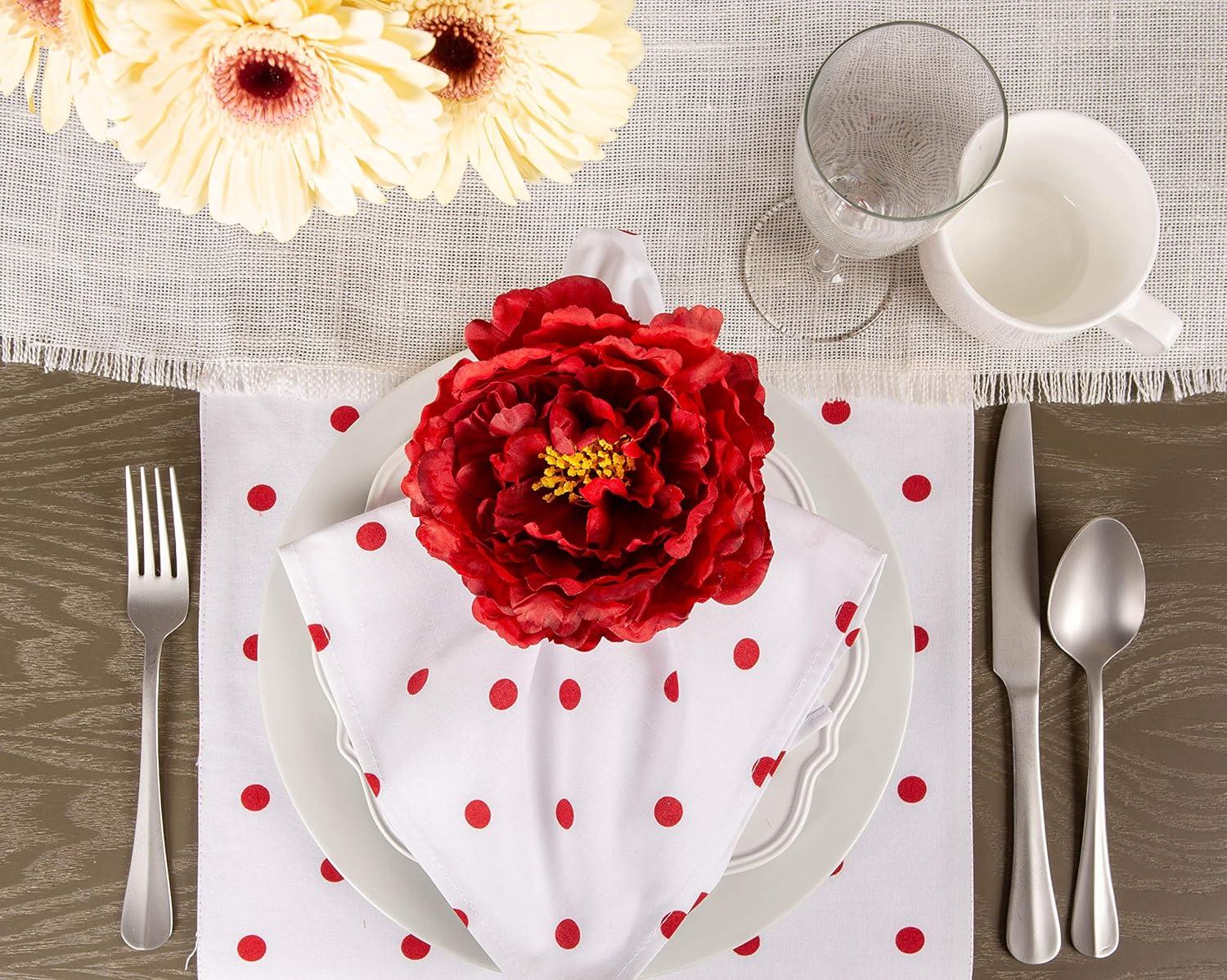 imageDII Beautiful Peony Flower Napkin Rings Deep Red 4 PieceDeep Red