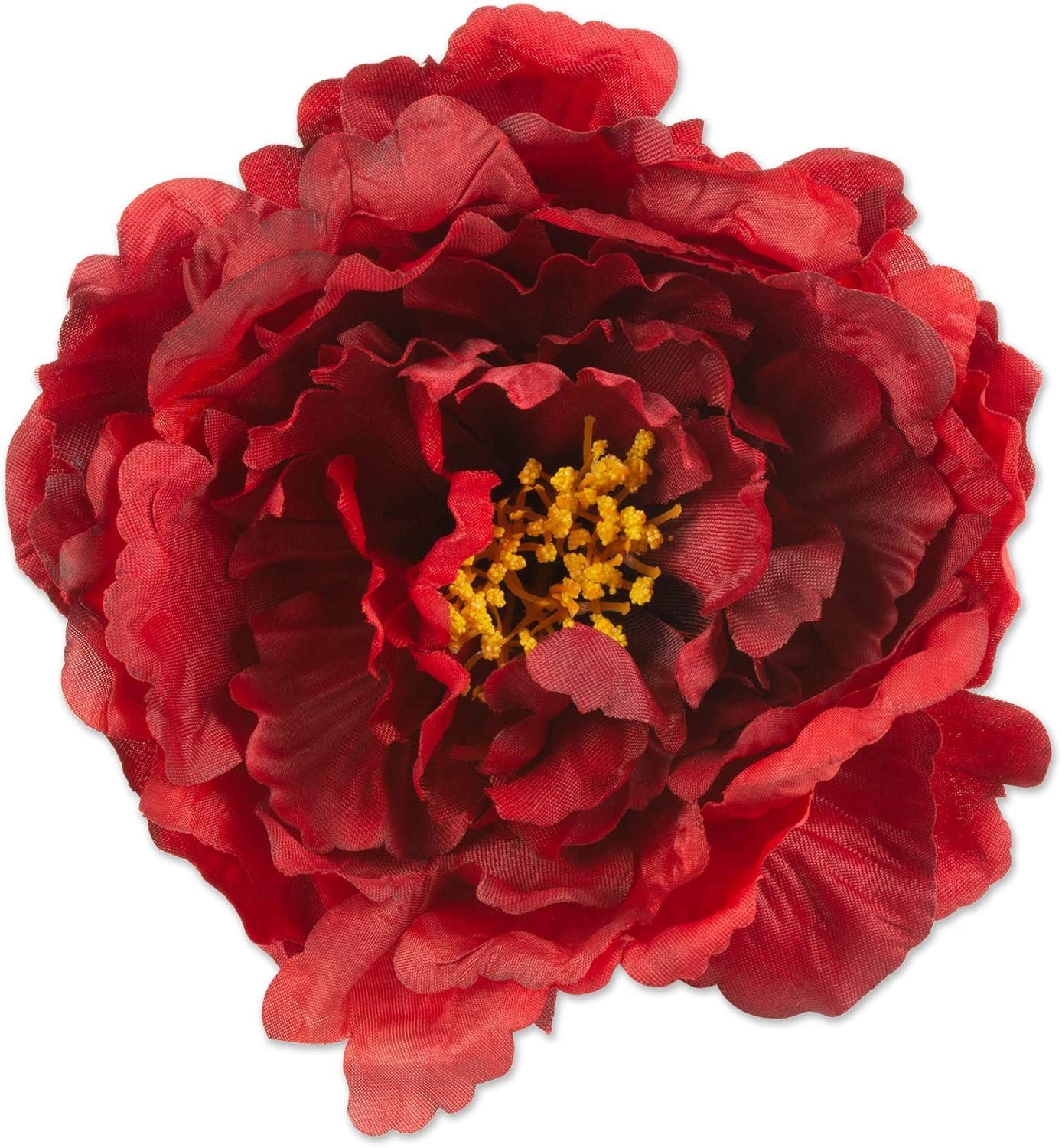 imageDII Beautiful Peony Flower Napkin Rings Deep Red 4 PieceDeep Red