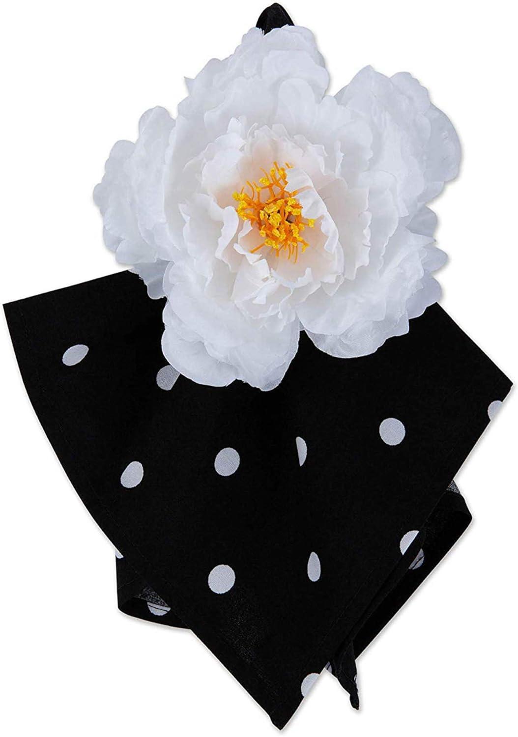 imageDII Beautiful Peony Flower Napkin Rings Deep Red 4 PieceWhite