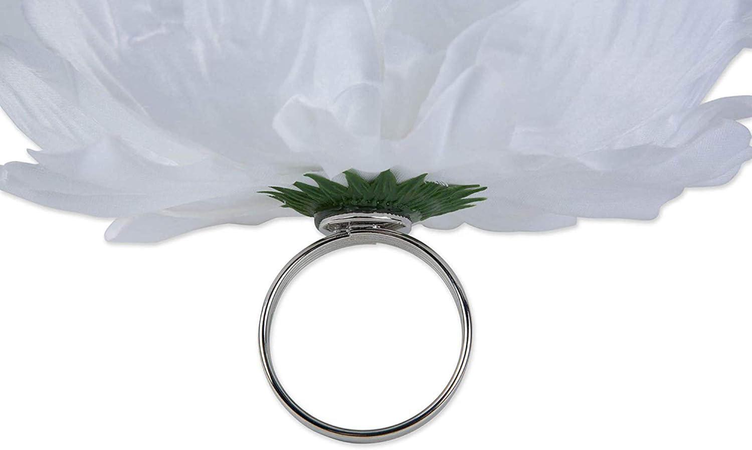 imageDII Beautiful Peony Flower Napkin Rings Deep Red 4 PieceWhite