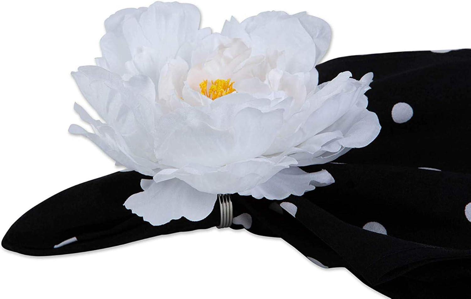 imageDII Beautiful Peony Flower Napkin Rings Deep Red 4 PieceWhite
