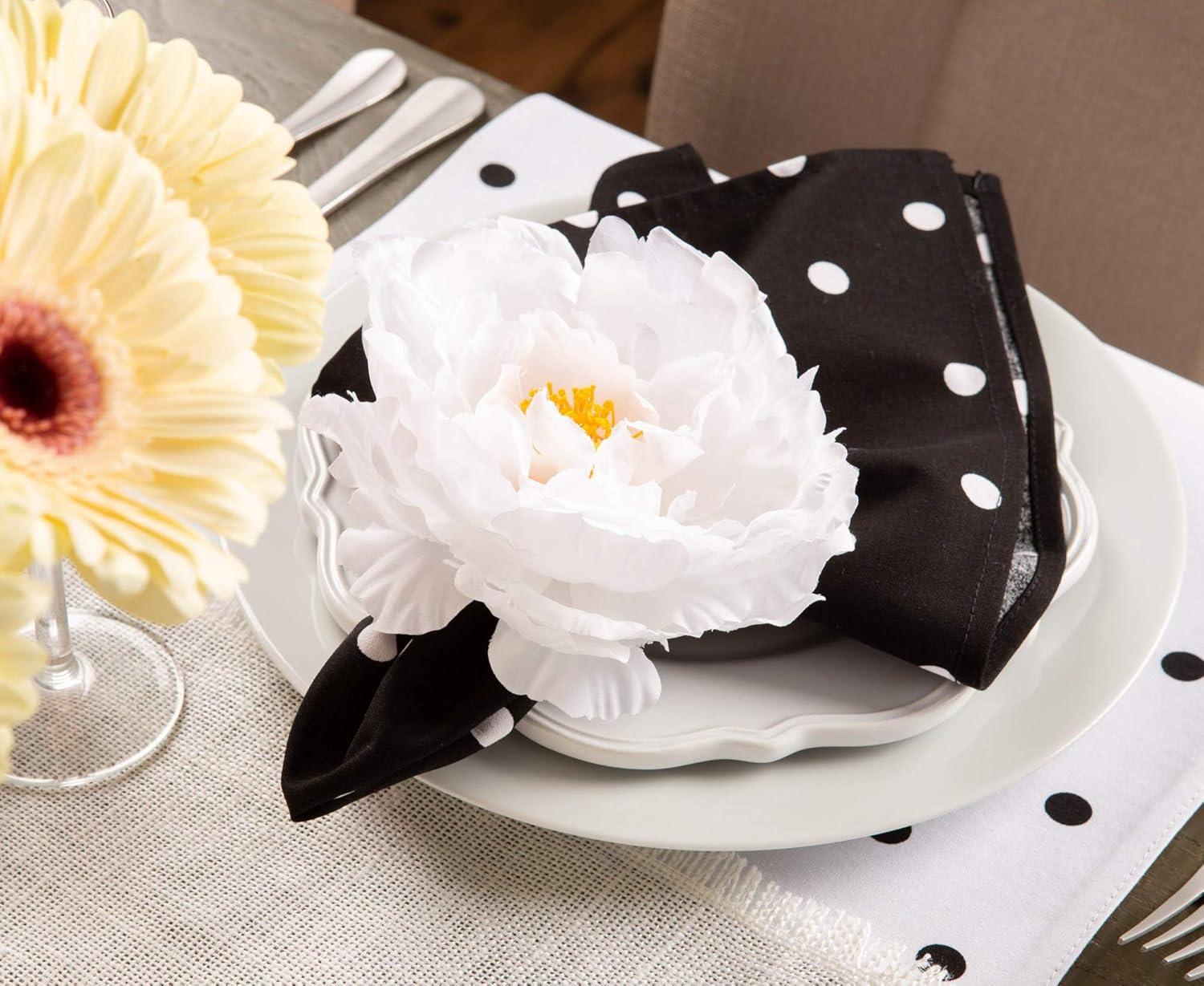 imageDII Beautiful Peony Flower Napkin Rings Deep Red 4 PieceWhite