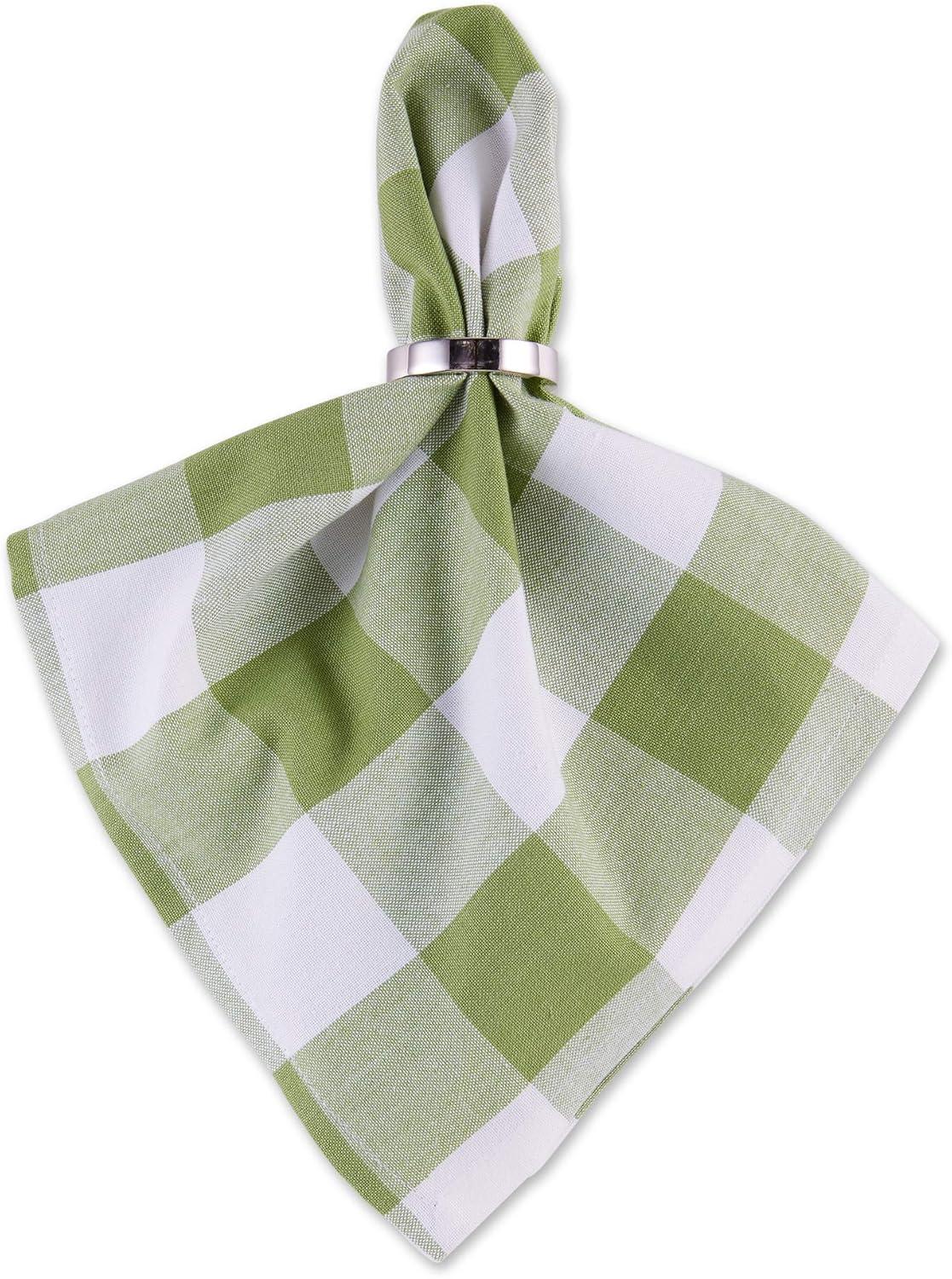 imageDII Buffalo Check Collection Classic Farmhouse Cloth Napkin Set 20x20 Black ampamp White 6 PieceAntique Green