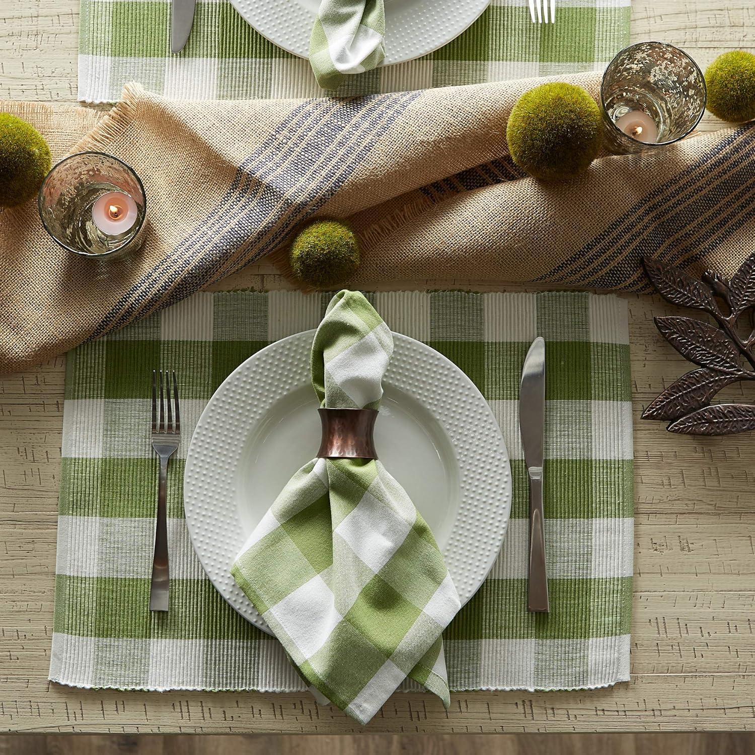 imageDII Buffalo Check Collection Classic Farmhouse Cloth Napkin Set 20x20 Black ampamp White 6 PieceAntique Green