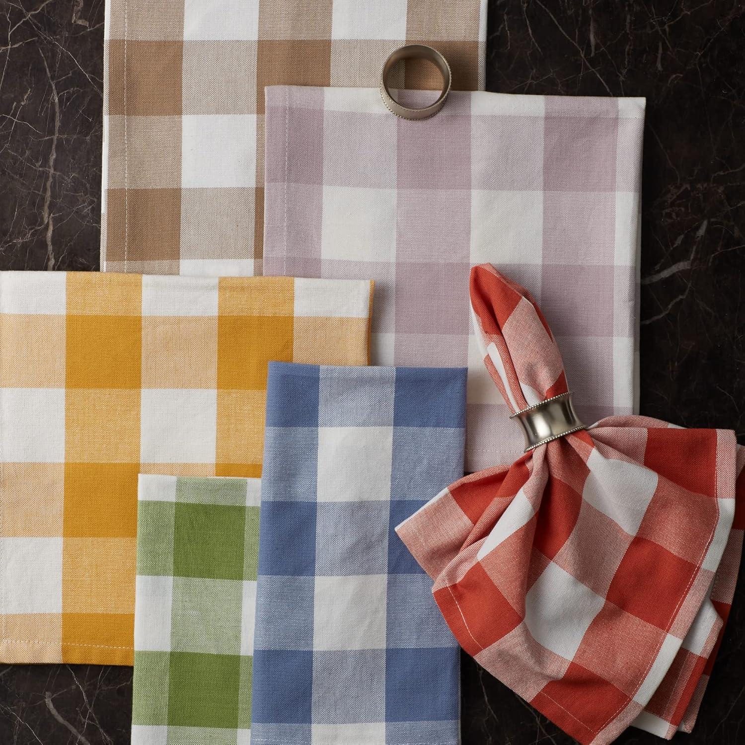imageDII Buffalo Check Collection Classic Farmhouse Cloth Napkin Set 20x20 Black ampamp White 6 PieceAntique Green