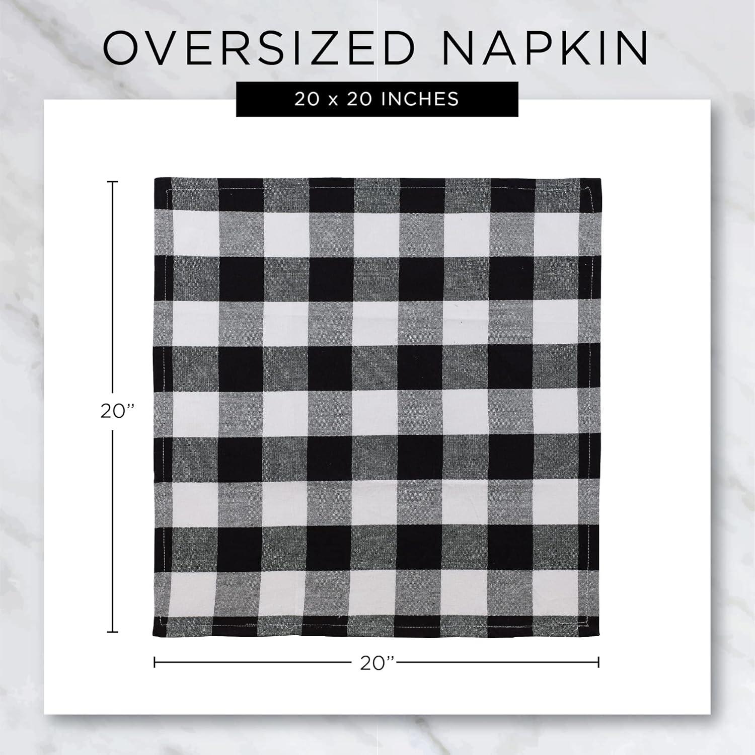 imageDII Buffalo Check Collection Classic Farmhouse Cloth Napkin Set 20x20 Black ampamp White 6 PieceAntique Green