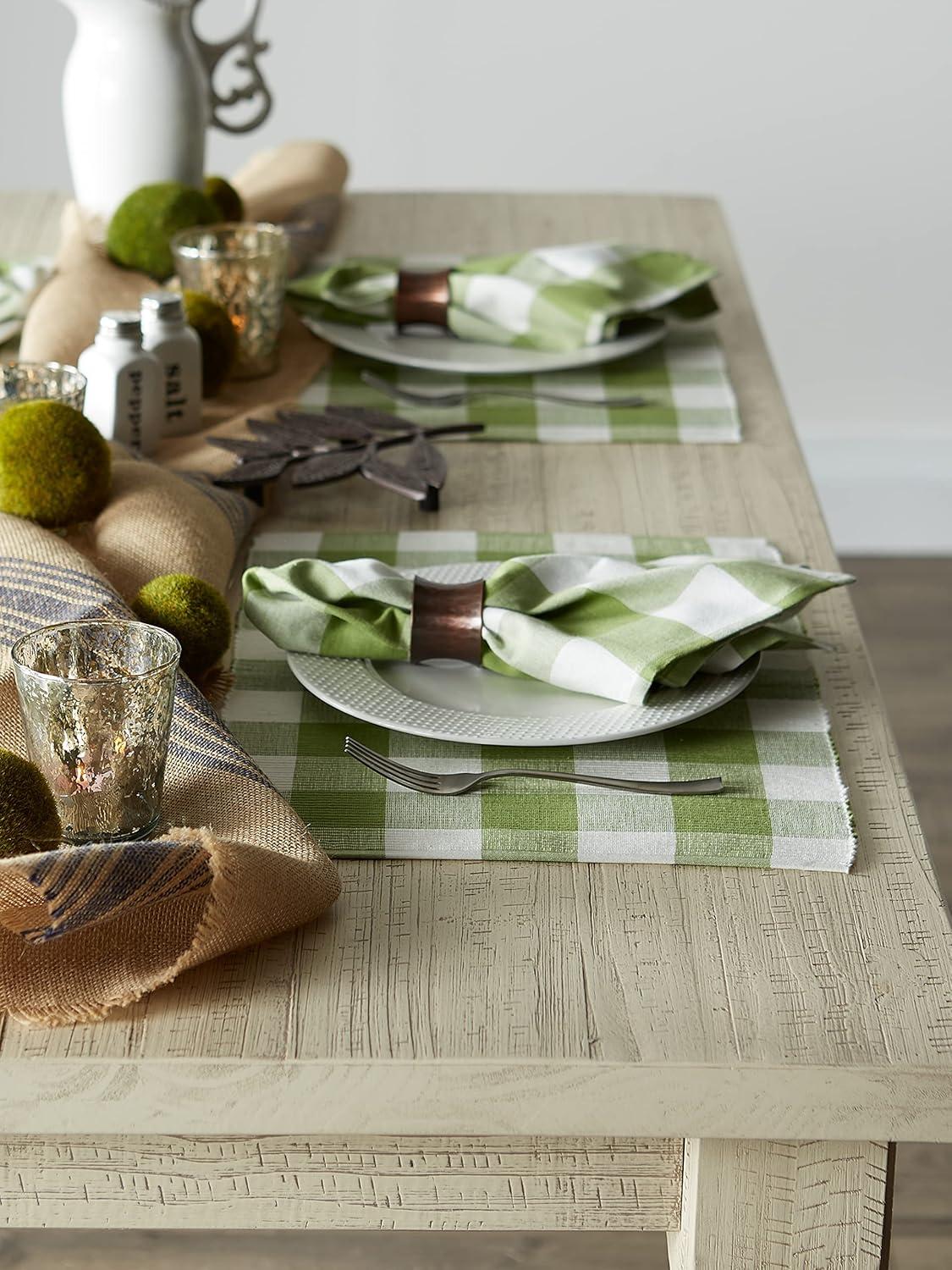 imageDII Buffalo Check Collection Classic Farmhouse Cloth Napkin Set 20x20 Black ampamp White 6 PieceAntique Green