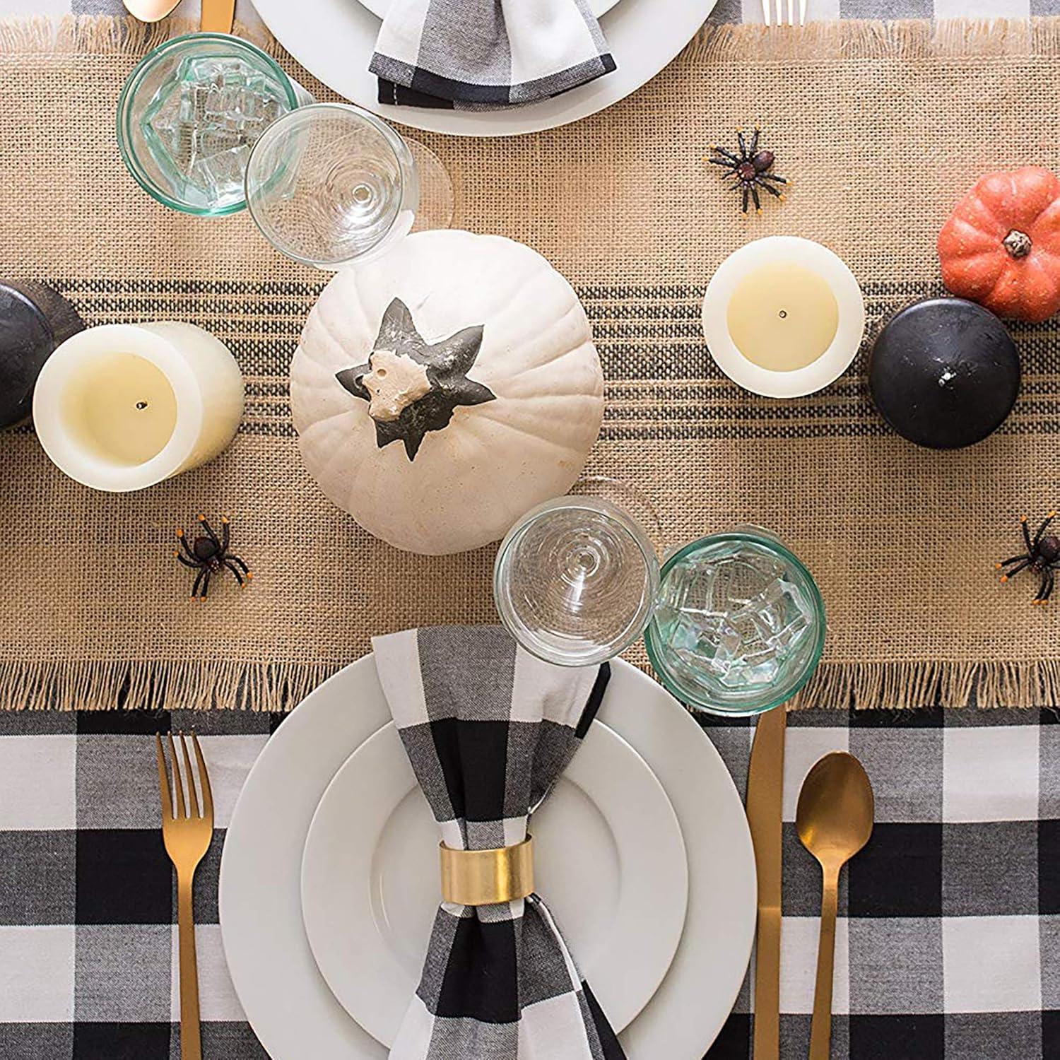 imageDII Buffalo Check Collection Classic Farmhouse Cloth Napkin Set 20x20 Black ampamp White 6 PieceBlack  White