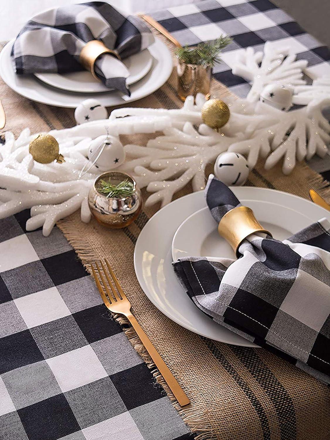 imageDII Buffalo Check Collection Classic Farmhouse Cloth Napkin Set 20x20 Black ampamp White 6 PieceBlack  White