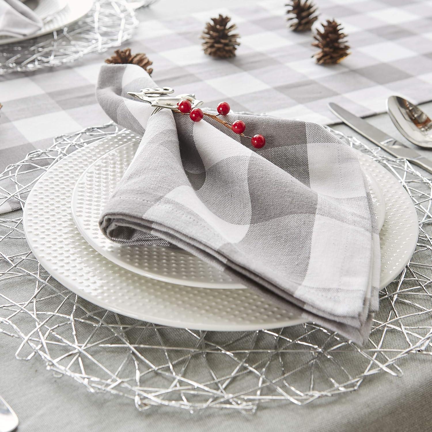 imageDII Buffalo Check Collection Classic Farmhouse Cloth Napkin Set 20x20 Black ampamp White 6 PieceGray  White
