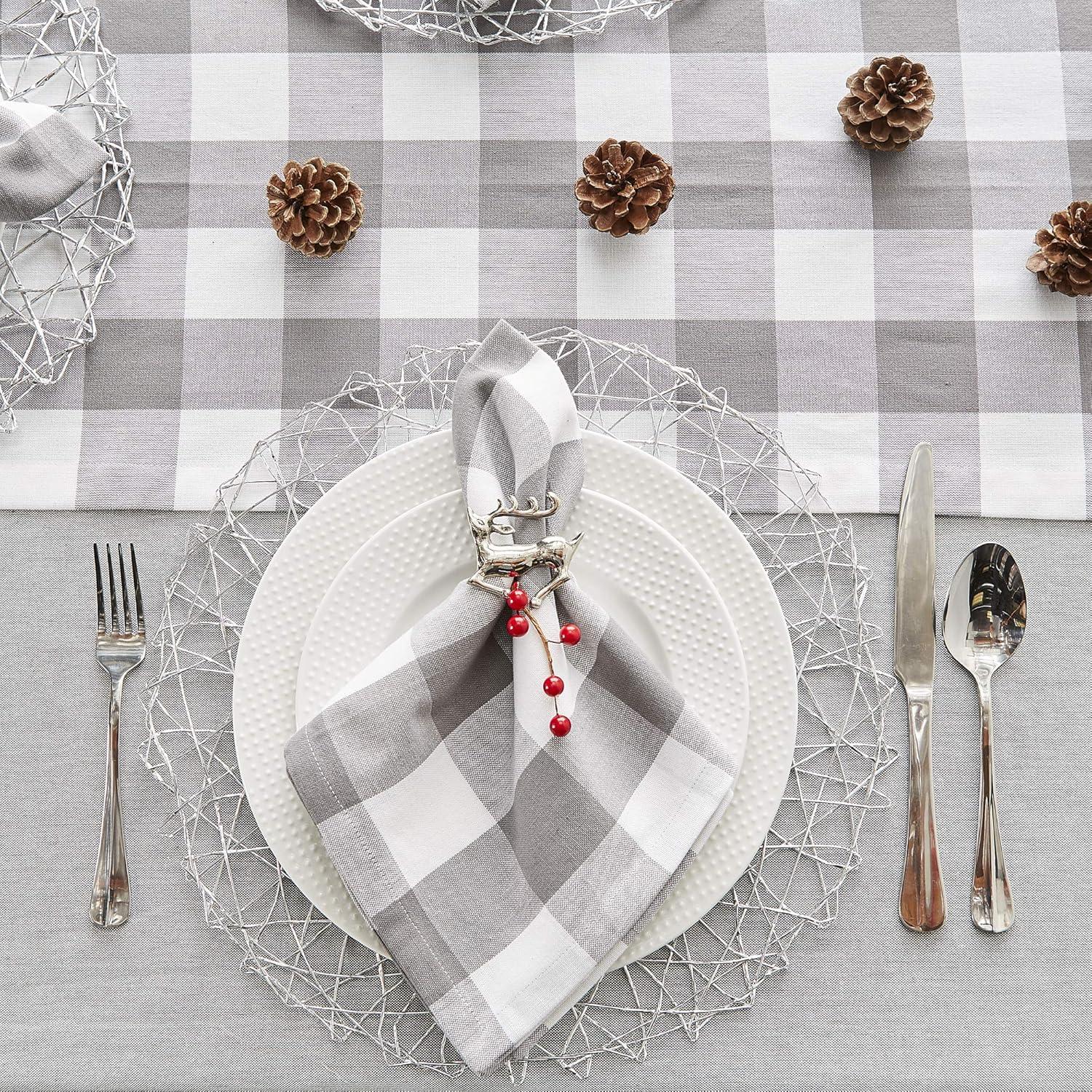 imageDII Buffalo Check Collection Classic Farmhouse Cloth Napkin Set 20x20 Black ampamp White 6 PieceGray  White