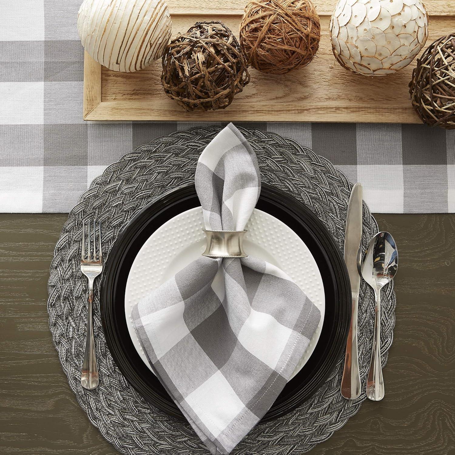 imageDII Buffalo Check Collection Classic Farmhouse Cloth Napkin Set 20x20 Black ampamp White 6 PieceGray  White