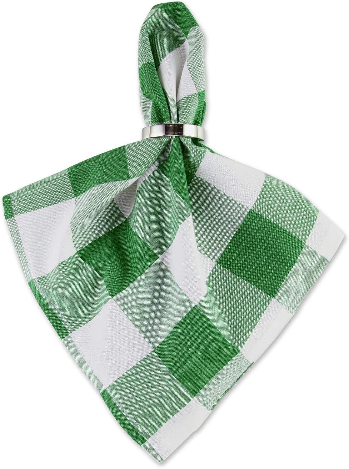 imageDII Buffalo Check Collection Classic Farmhouse Cloth Napkin Set 20x20 Black ampamp White 6 PieceGreen  White