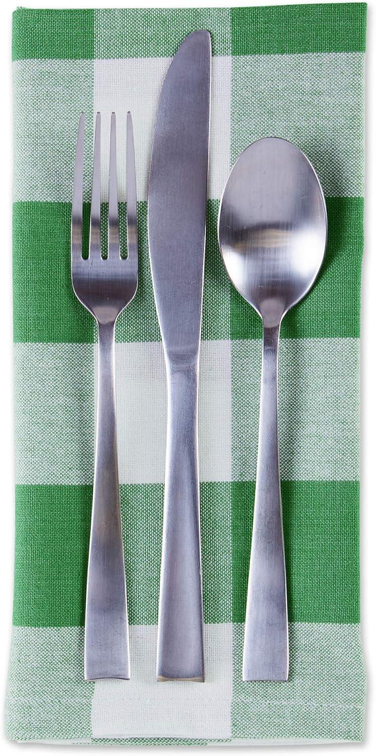 imageDII Buffalo Check Collection Classic Farmhouse Cloth Napkin Set 20x20 Black ampamp White 6 PieceGreen  White