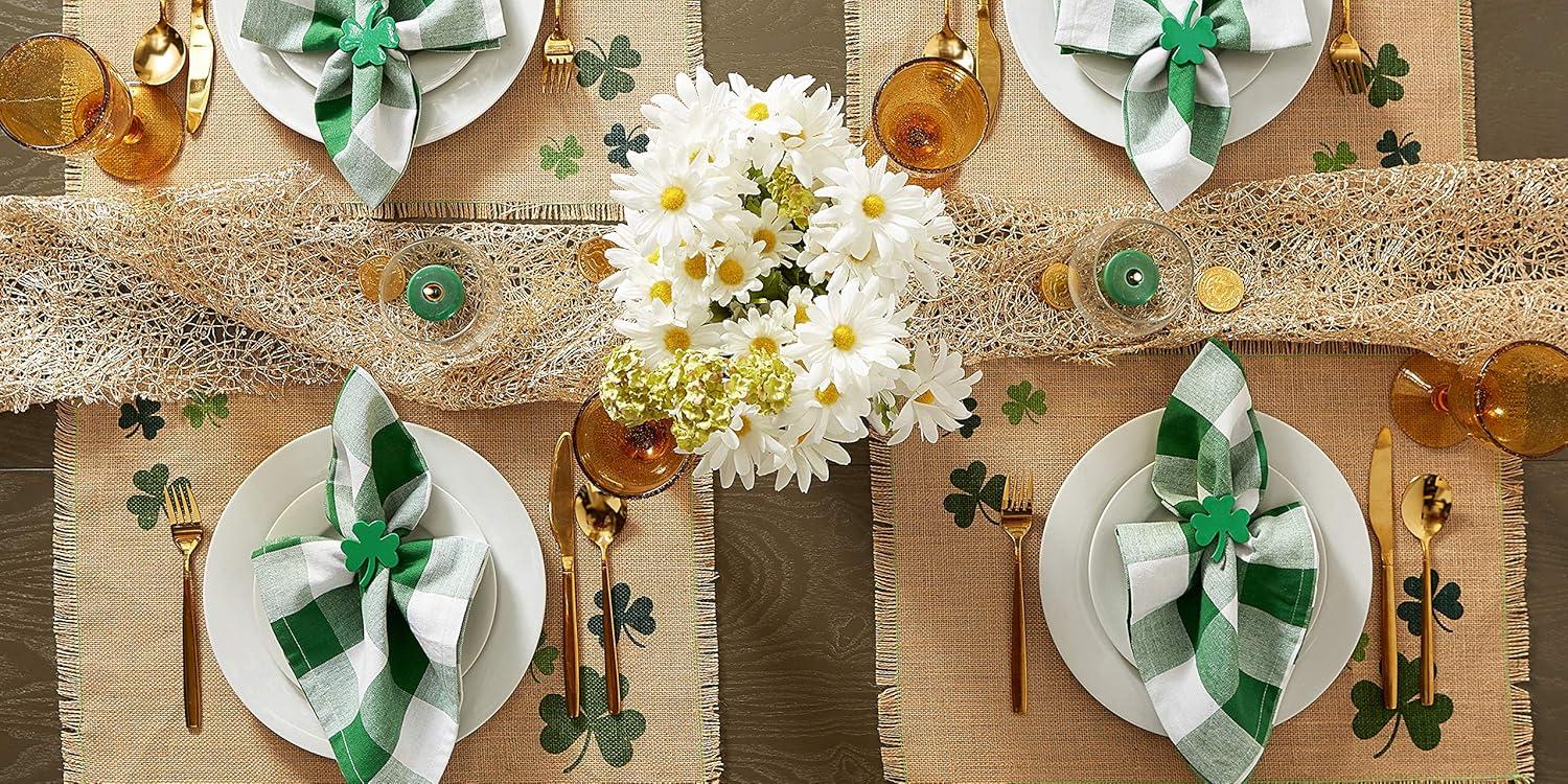 imageDII Buffalo Check Collection Classic Farmhouse Cloth Napkin Set 20x20 Black ampamp White 6 PieceGreen  White