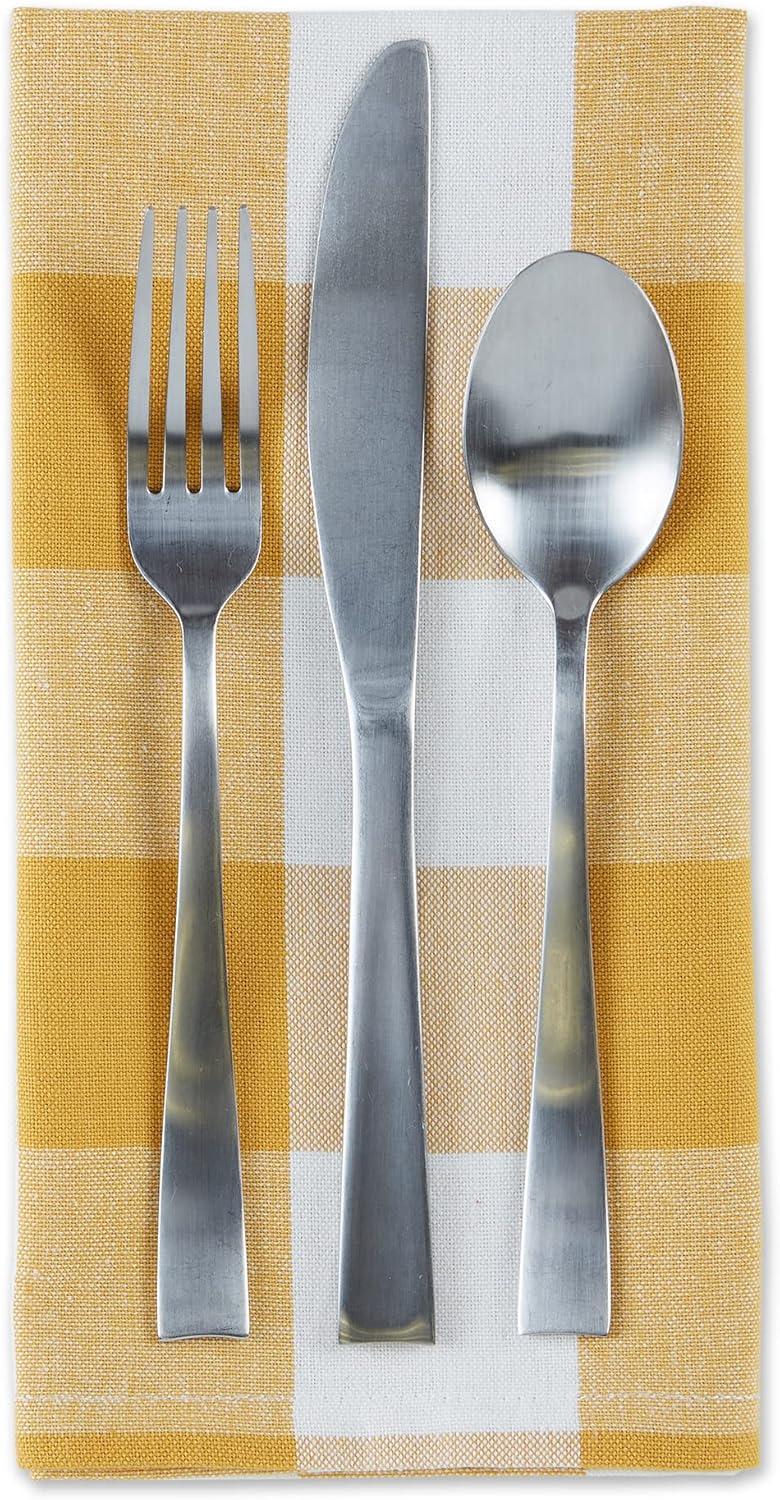 imageDII Buffalo Check Collection Classic Farmhouse Cloth Napkin Set 20x20 Black ampamp White 6 PieceHoney Gold