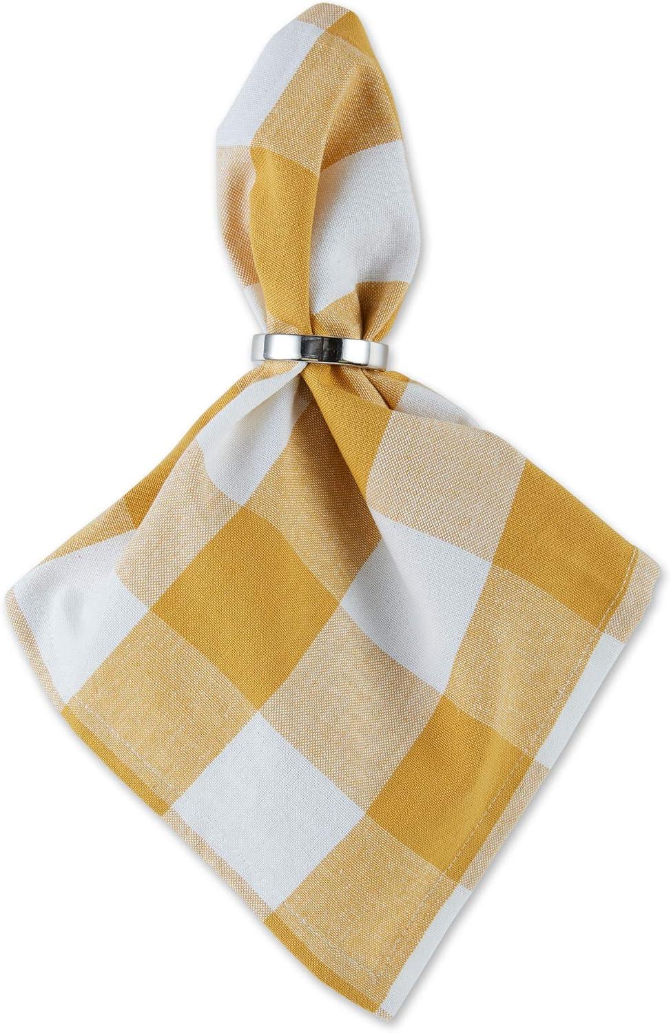 imageDII Buffalo Check Collection Classic Farmhouse Cloth Napkin Set 20x20 Black ampamp White 6 PieceHoney Gold