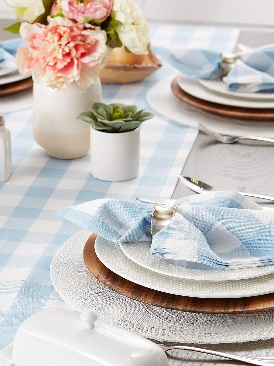 imageDII Buffalo Check Collection Classic Farmhouse Cloth Napkin Set 20x20 Black ampamp White 6 PieceLight Blue  White