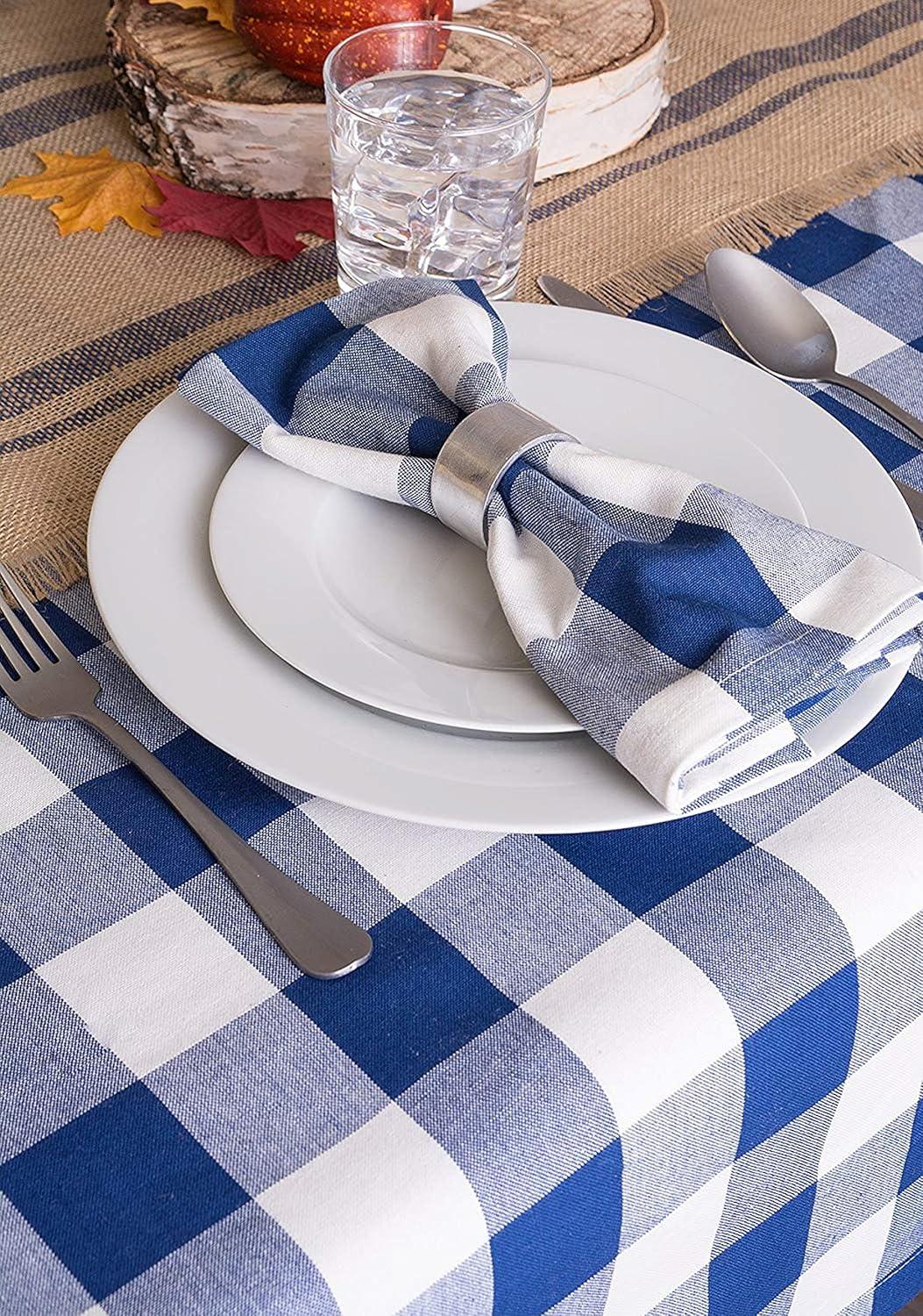 imageDII Buffalo Check Collection Classic Farmhouse Cloth Napkin Set 20x20 Black ampamp White 6 PieceNavy  Cream