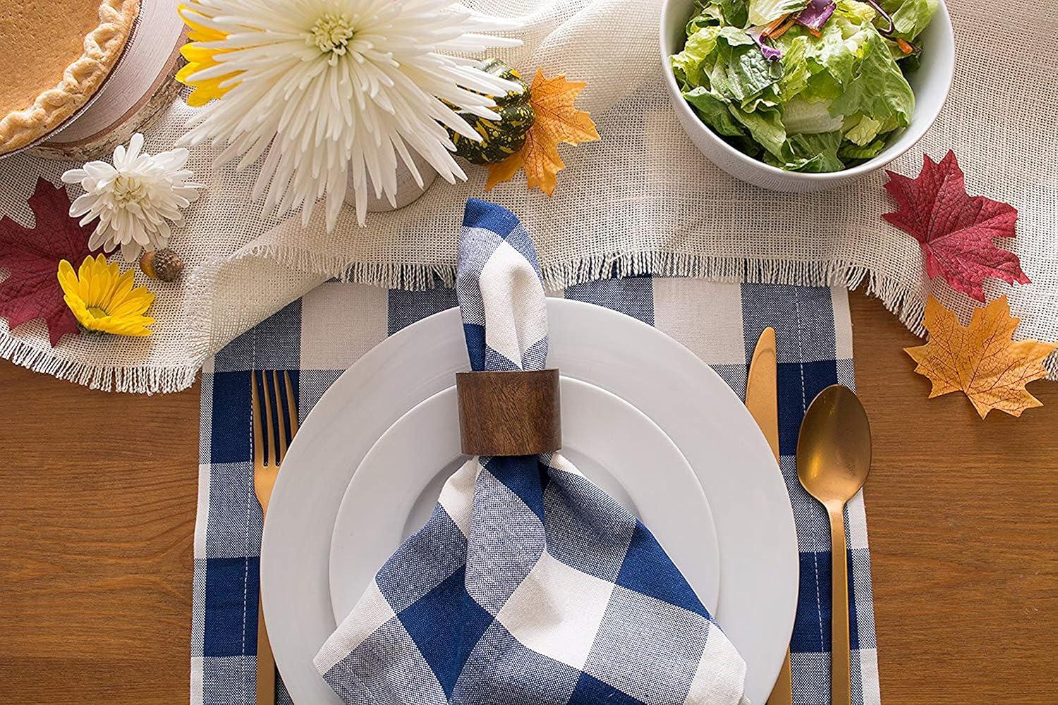 imageDII Buffalo Check Collection Classic Farmhouse Cloth Napkin Set 20x20 Black ampamp White 6 PieceNavy  Cream