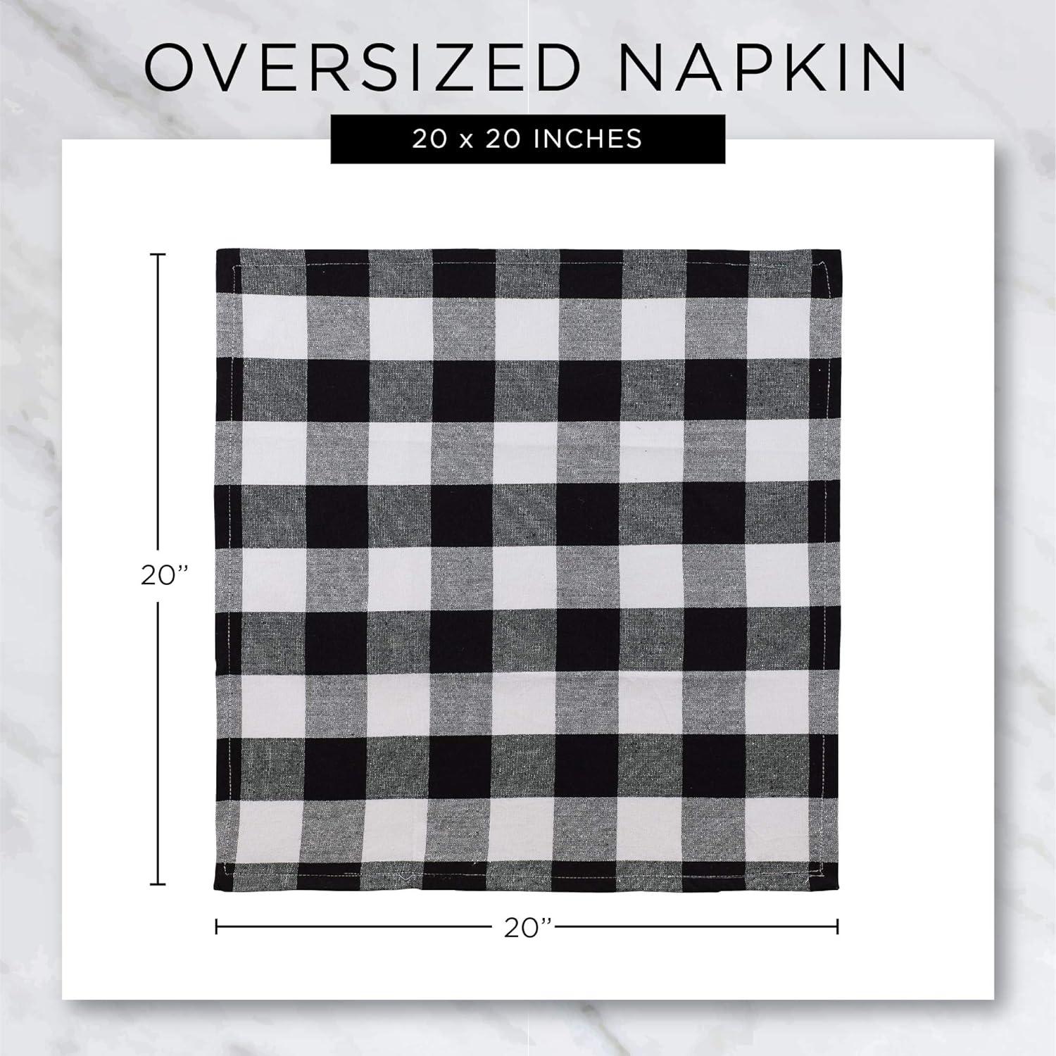 imageDII Buffalo Check Collection Classic Farmhouse Cloth Napkin Set 20x20 Black ampamp White 6 PieceNavy  Cream