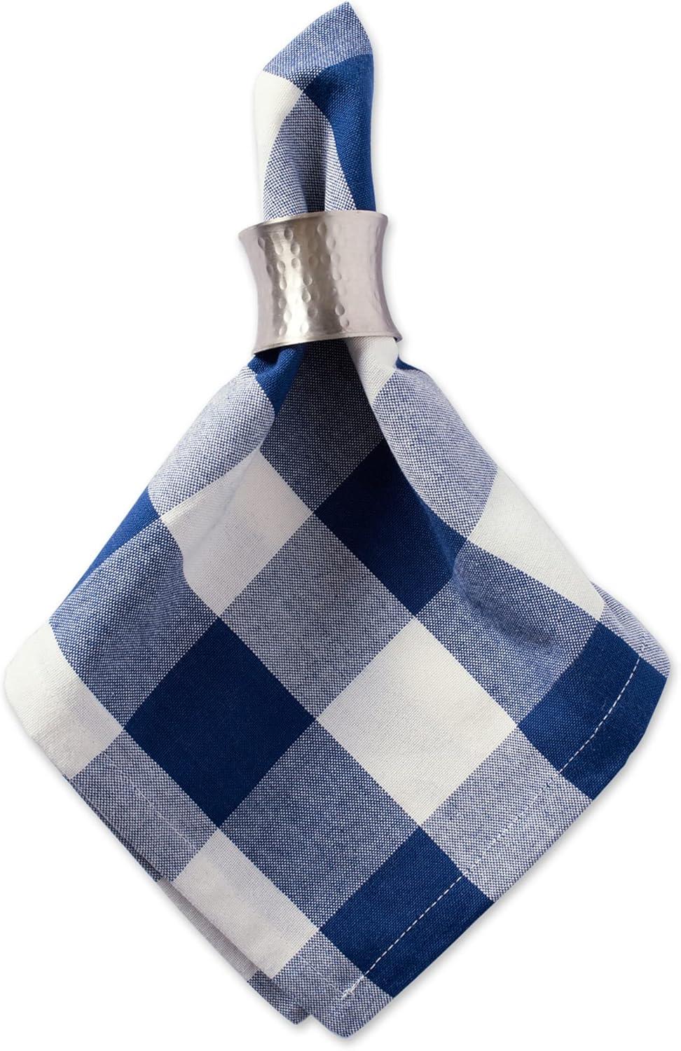 imageDII Buffalo Check Collection Classic Farmhouse Cloth Napkin Set 20x20 Black ampamp White 6 PieceNavy  Cream