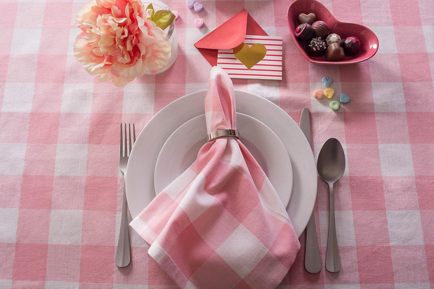 imageDII Buffalo Check Collection Classic Farmhouse Cloth Napkin Set 20x20 Black ampamp White 6 PiecePink  White