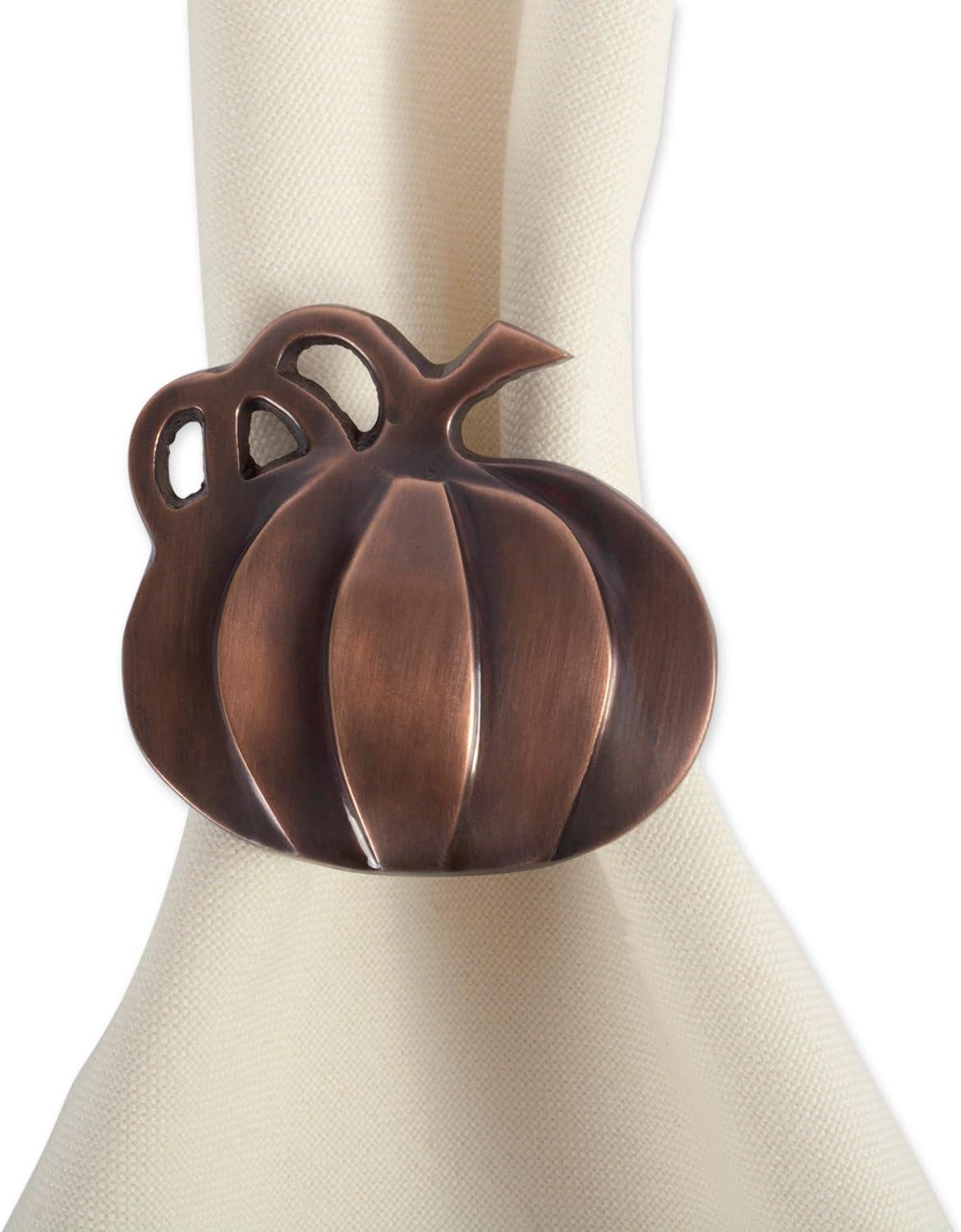 imageDII Christmas Thanksgiving Holiday Tabletop Dcor Collection Decorative Napkin Ring Holder Set 225quot Diameter Gold Vine 6 PieceRustic Harvest Pumpkin