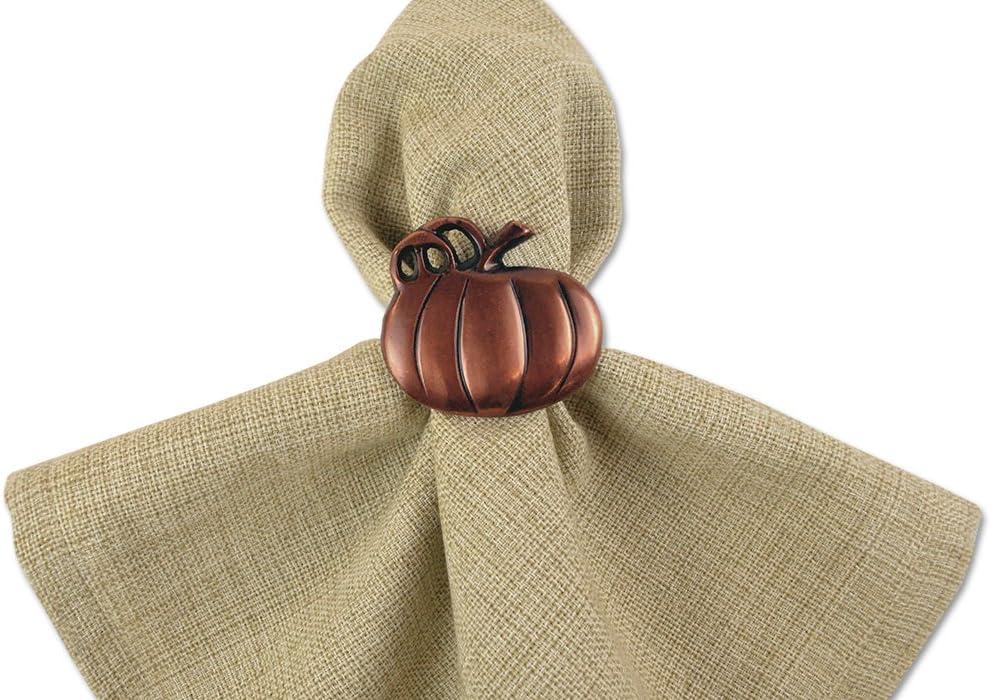 imageDII Christmas Thanksgiving Holiday Tabletop Dcor Collection Decorative Napkin Ring Holder Set 225quot Diameter Gold Vine 6 PieceRustic Harvest Pumpkin