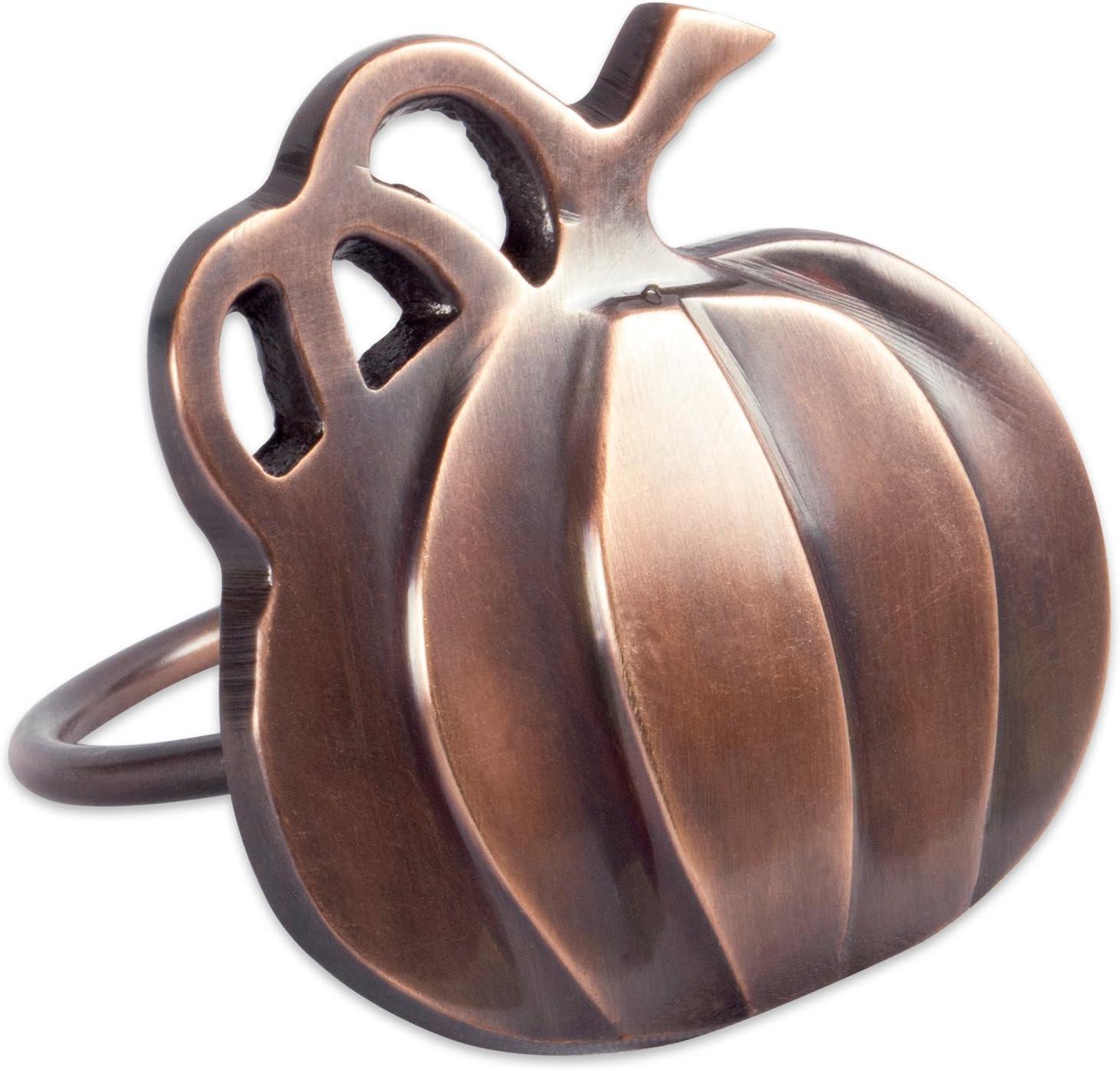 imageDII Christmas Thanksgiving Holiday Tabletop Dcor Collection Decorative Napkin Ring Holder Set 225quot Diameter Gold Vine 6 PieceRustic Harvest Pumpkin