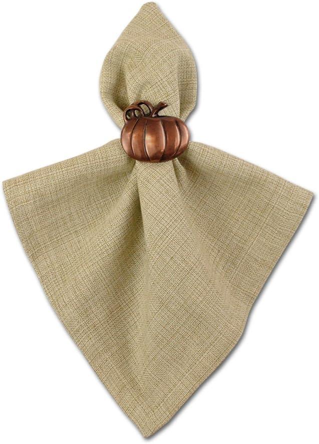 imageDII Christmas Thanksgiving Holiday Tabletop Dcor Collection Decorative Napkin Ring Holder Set 225quot Diameter Gold Vine 6 PieceRustic Harvest Pumpkin