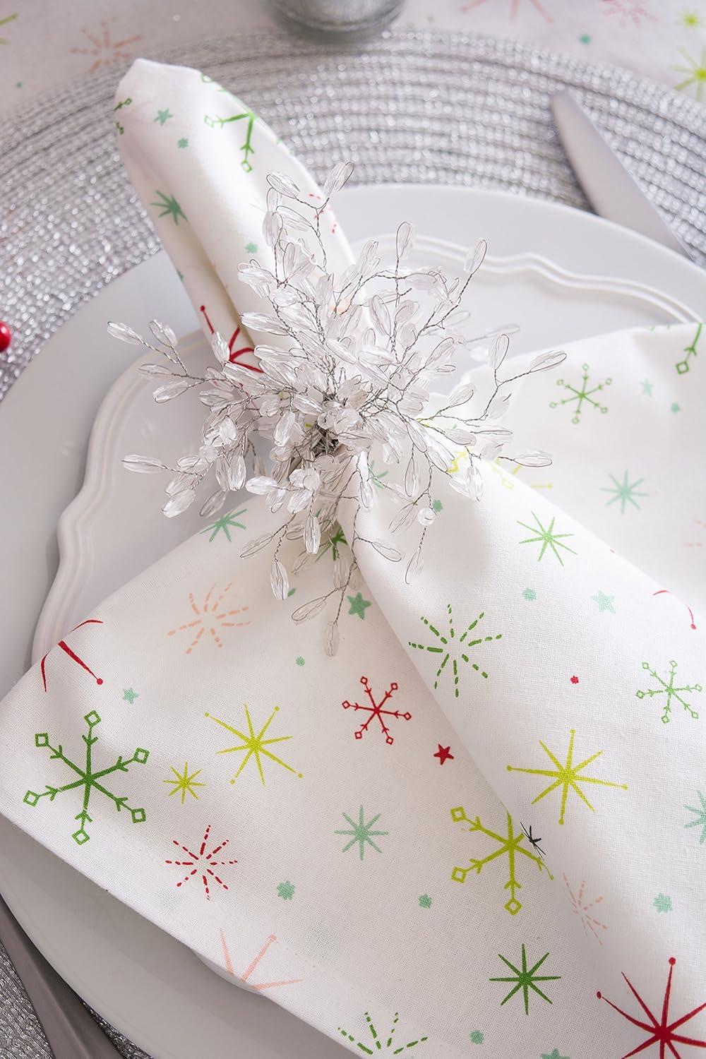 imageDII Christmas Thanksgiving Holiday Tabletop Dcor Collection Decorative Napkin Ring Holder Set 225quot Diameter Gold Vine 6 PieceSilver Beaded Starburst