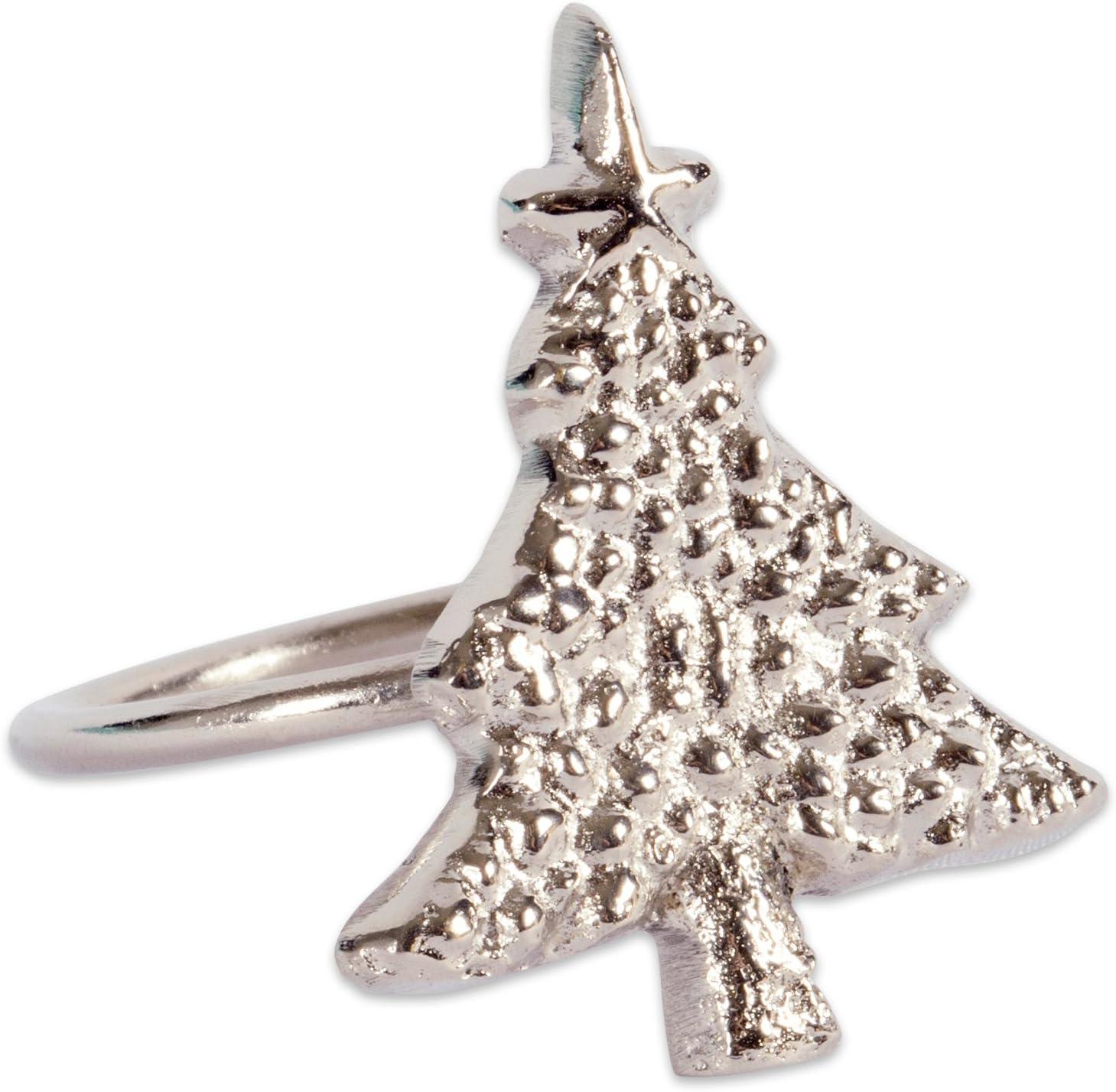 imageDII Christmas Thanksgiving Holiday Tabletop Dcor Collection Decorative Napkin Ring Holder Set 225quot Diameter Gold Vine 6 PieceSilver Christmas Tree