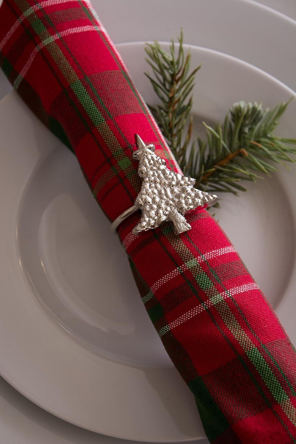 imageDII Christmas Thanksgiving Holiday Tabletop Dcor Collection Decorative Napkin Ring Holder Set 225quot Diameter Gold Vine 6 PieceSilver Christmas Tree