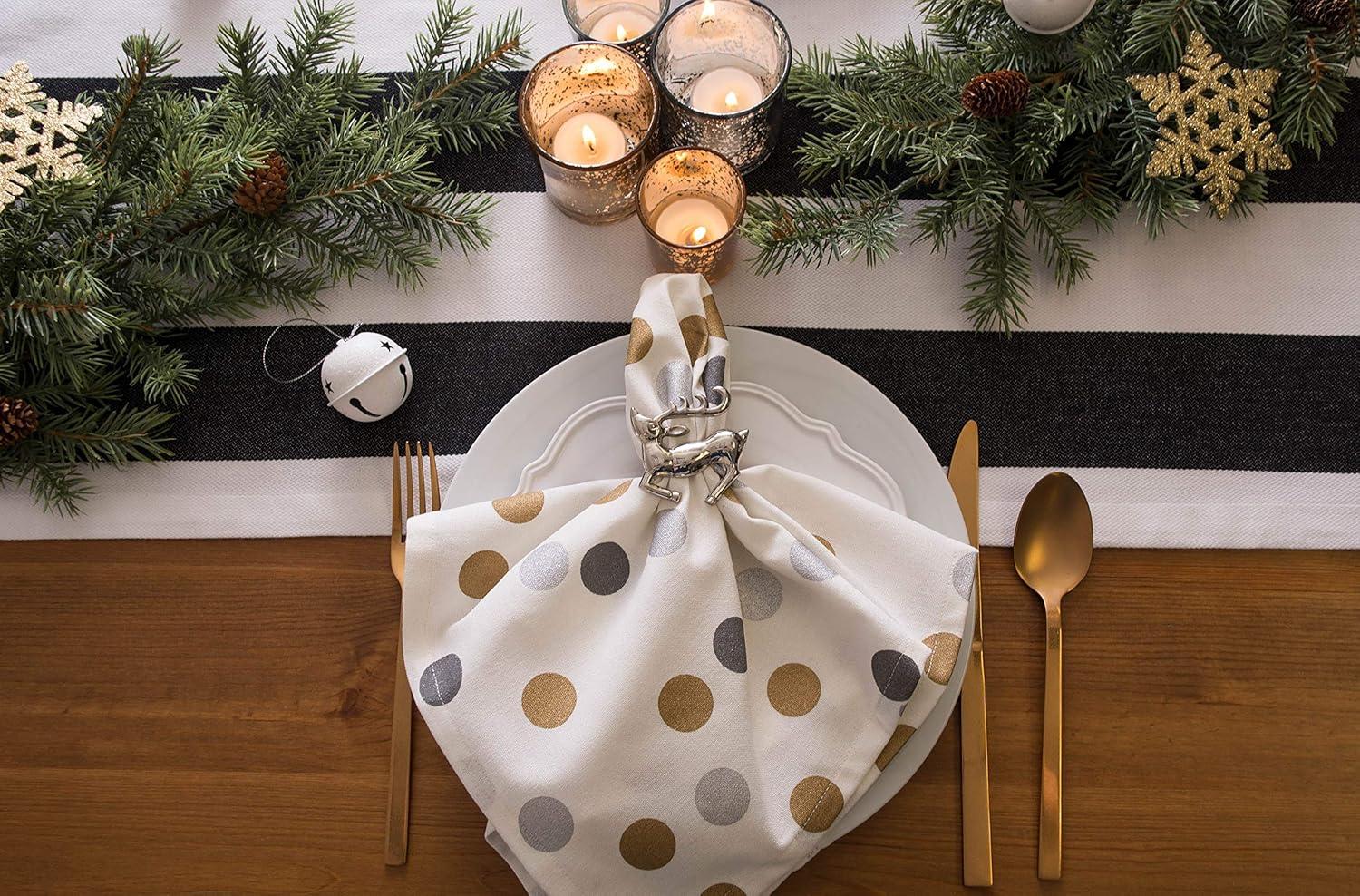 imageDII Christmas Thanksgiving Holiday Tabletop Dcor Collection Decorative Napkin Ring Holder Set 225quot Diameter Gold Vine 6 PieceSilver Reindeer