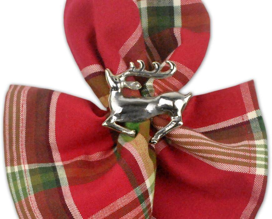 imageDII Christmas Thanksgiving Holiday Tabletop Dcor Collection Decorative Napkin Ring Holder Set 225quot Diameter Gold Vine 6 PieceSilver Reindeer