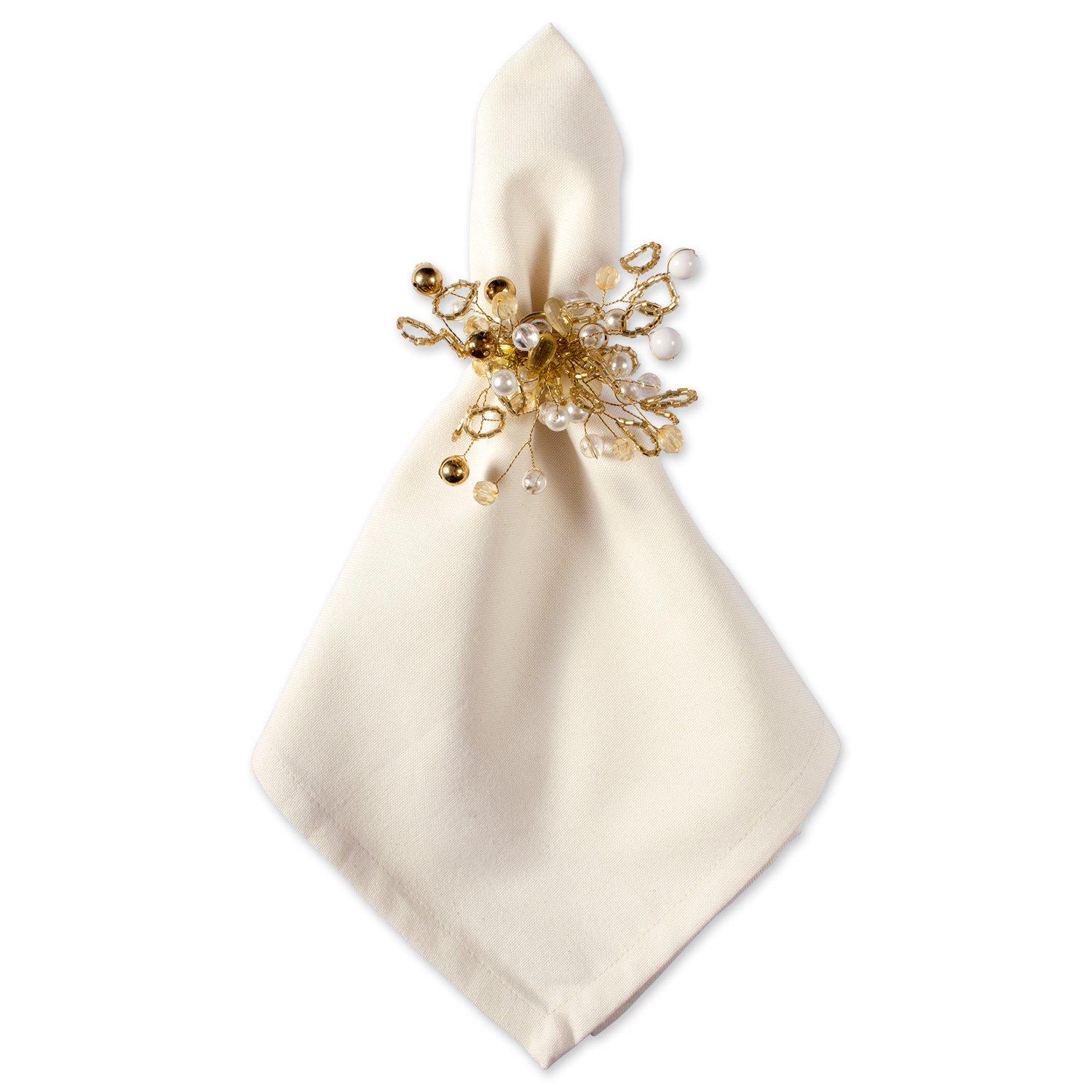 imageDII Christmas Thanksgiving Holiday Tabletop Dcor Collection Decorative Napkin Ring Holder Set 4quot Diameter Gold Beaded Cluster 6 PieceGold Beaded Cluster