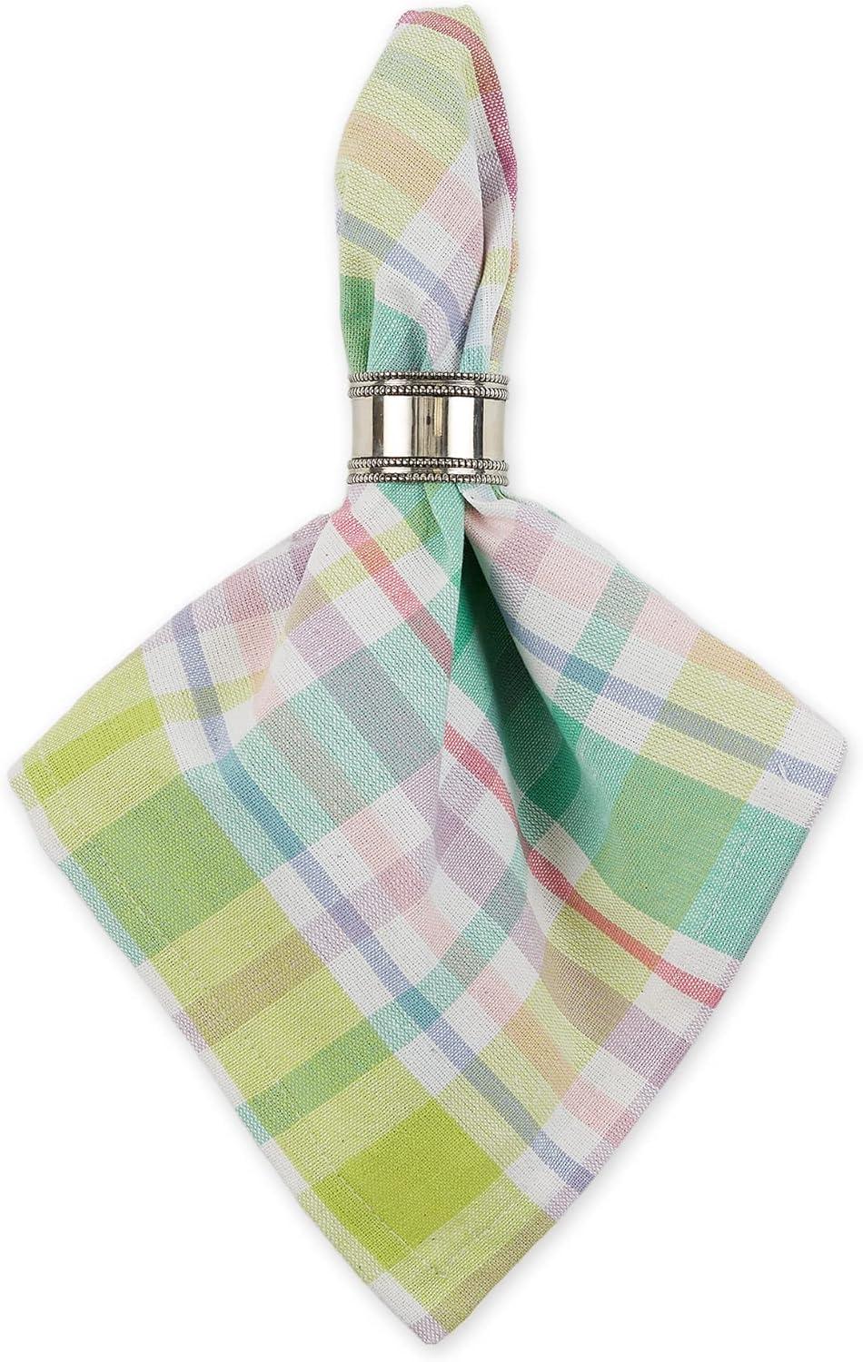 imageDII Cotton Plaid Napkin Set Machine Washable 20x20 Spring Time 6 CountSpring Time