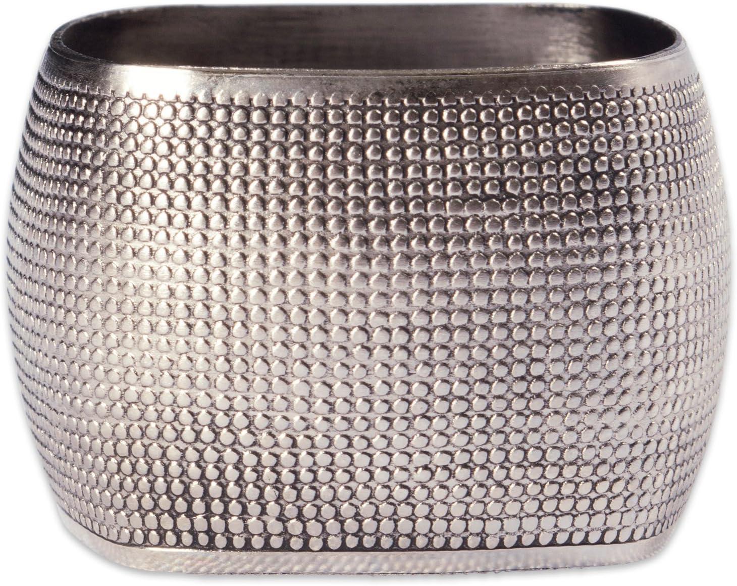 imageDII Decorative Assorted Silver Napkin Ring Set One Size Silver Textured Square 6 CountSilver Textured Square