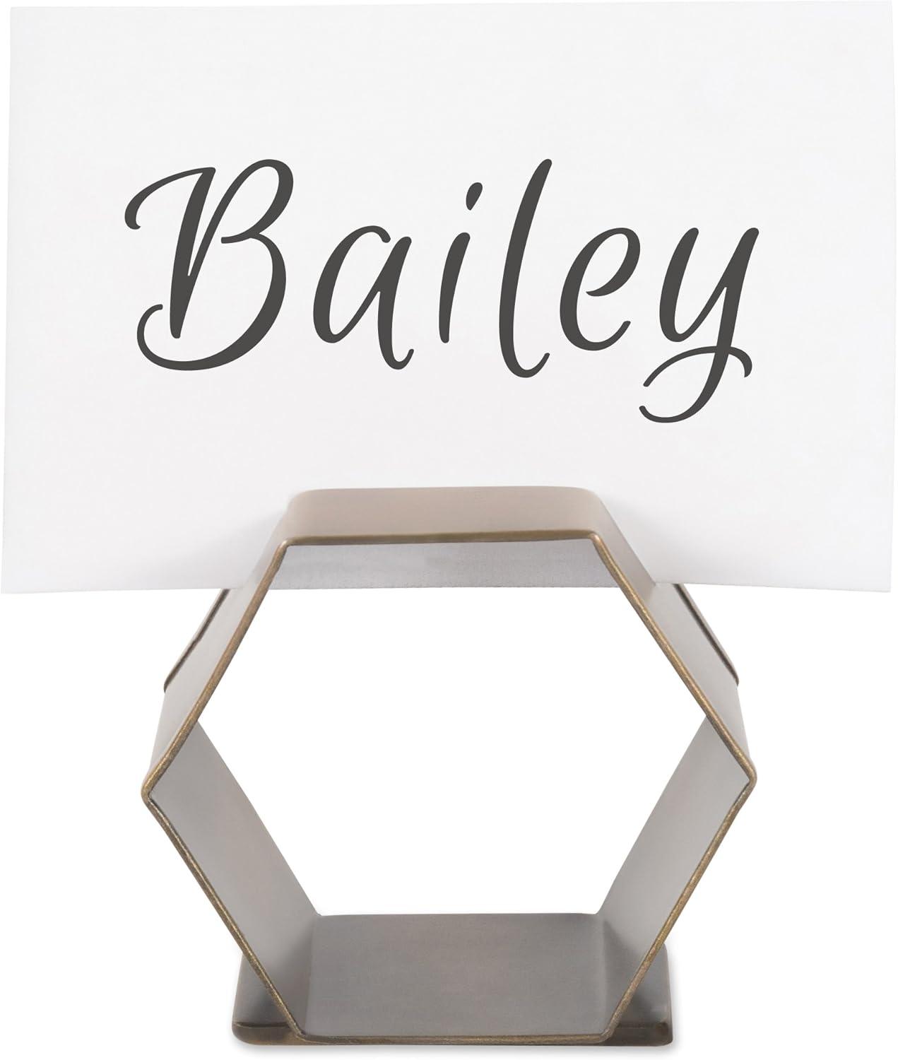 imageDII Decorative Geometric Napkin Ring Set Die Cut Square Silver 6 CountPlace Card Holder Brass