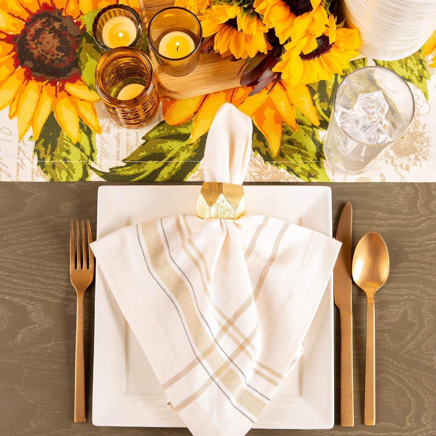 imageDII Decorative Geometric Napkin Ring Set Die Cut Square Silver 6 CountTriangle Band Gold