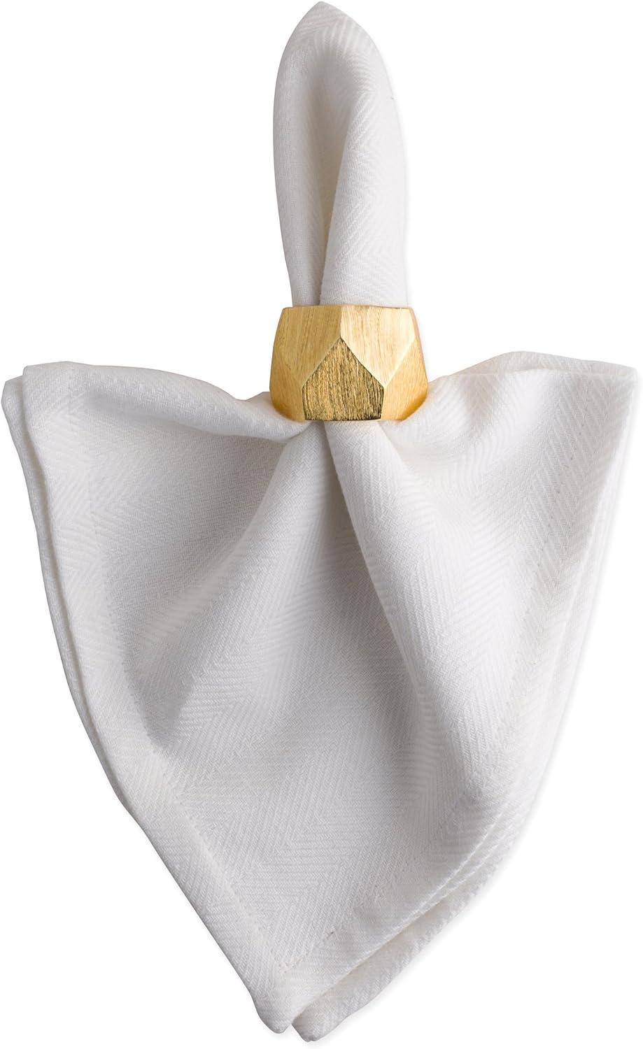imageDII Decorative Geometric Napkin Ring Set Die Cut Square Silver 6 CountTriangle Band Gold