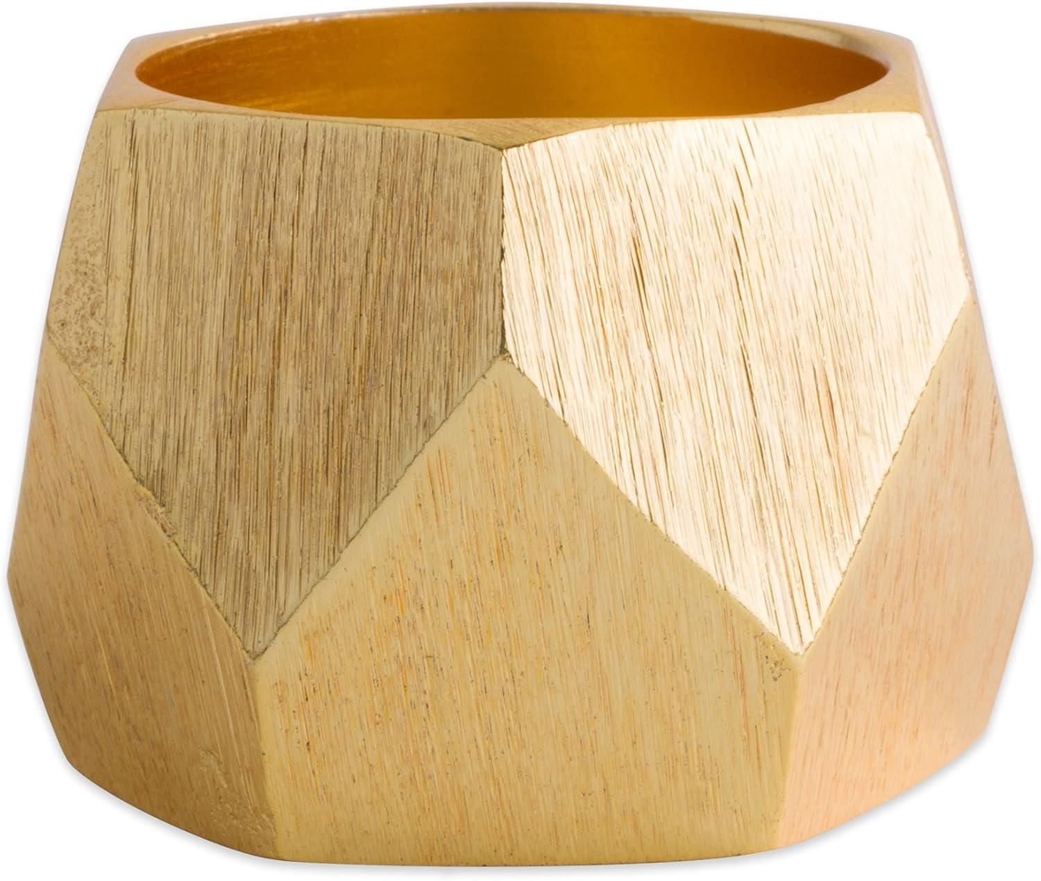 imageDII Decorative Geometric Napkin Ring Set Die Cut Square Silver 6 CountTriangle Band Gold